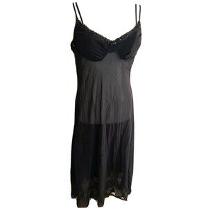 Enchanting slipdress Nightgown Black Sheer Sequined maxi Size L whimsigoth